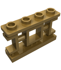 LEGO - Hek 1 x 4 x 2 oosters sierrooster met vierkant patroon en 4 noppen - Pearl Gold | N - Thumbnail