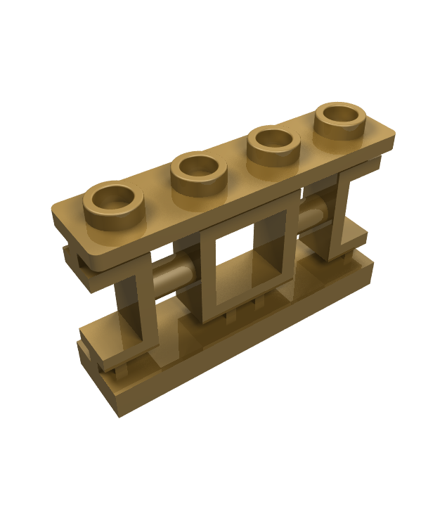 LEGO - Hek 1 x 4 x 2 oosters sierrooster met vierkant patroon en 4 noppen - Pearl Gold | N