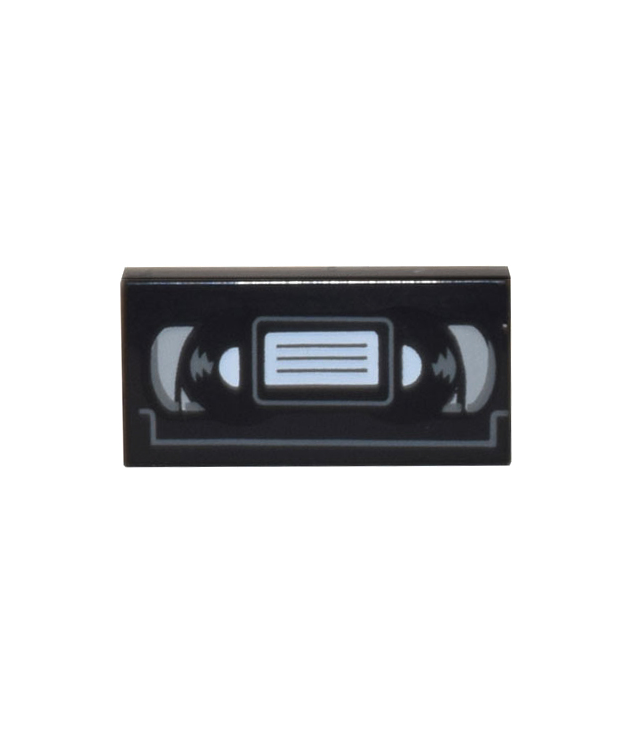 LEGO - Tegel 1 x 2 met videocassette / VHS-bandpatroon - Black | N