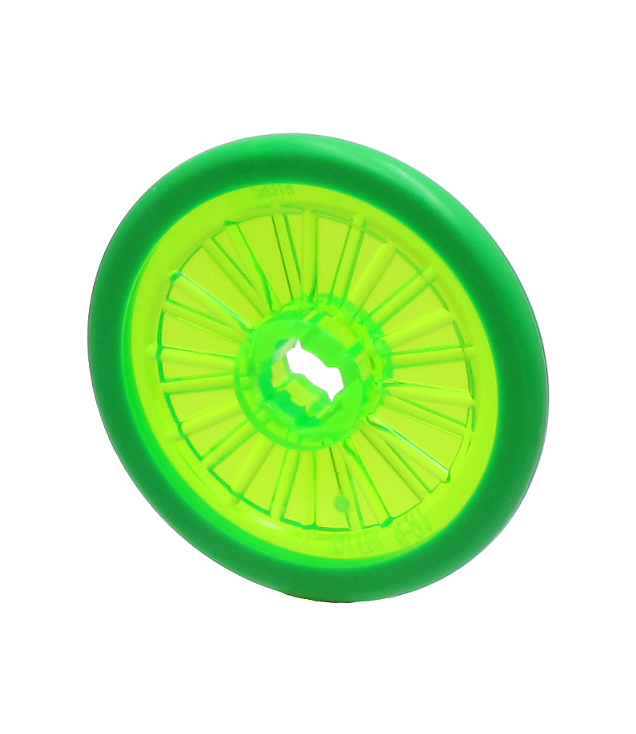 LEGO - Wiel rolstoel met gevormde felgroene rubberband - Trans-Bright Green | N