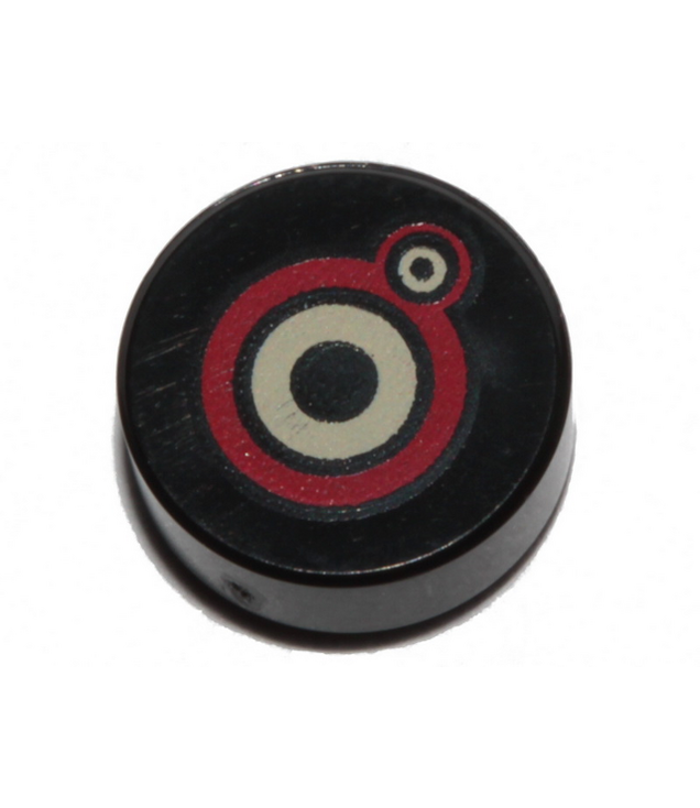 LEGO - Tegel, rond 1 x 1 met zwarte, rode en bruine cirkels (monsteroog) - Black | N