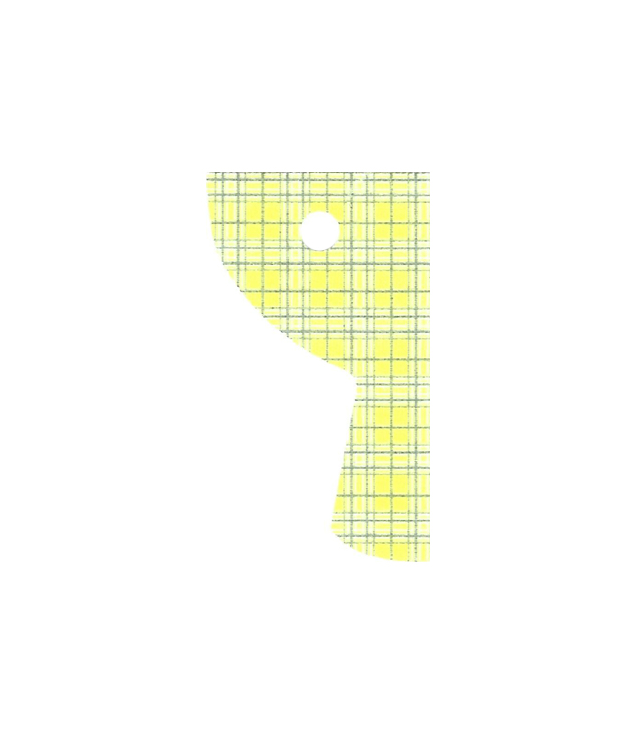 LEGO - Doek, gordijn links met lichtgeel en zandblauw ruitpatroon – traditioneel gesteven stof - White | N