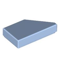 LEGO - Tegel, gemodificeerd 1 x 2 wig links - Bright Light Blue | N - Thumbnail
