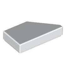 LEGO - Tegel, gemodificeerd 1 x 2 wig links - White | N - Thumbnail