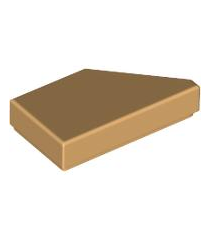 LEGO - Tegel, gemodificeerd 1 x 2 wig links - Medium Tan | N - Thumbnail
