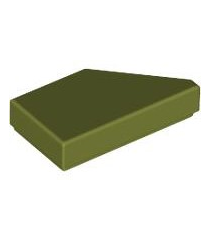 LEGO - Tegel, gemodificeerd 1 x 2 wig links - Olive Green | N - Thumbnail