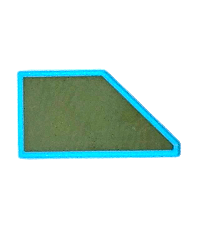 LEGO - Tegel, gemodificeerd 1 x 2 wig links met olijfgroen oppervlak - Medium Azure | N