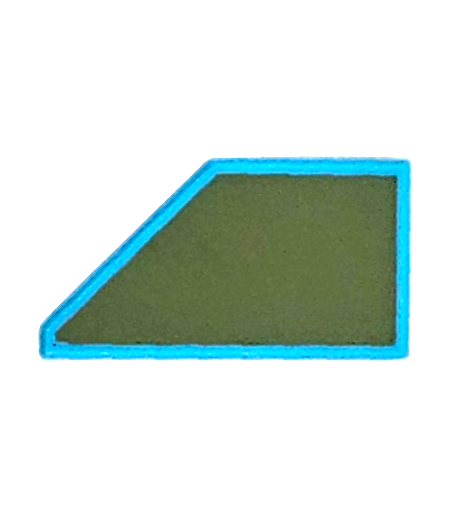 LEGO - Tegel, gemodificeerd 1 x 2 wig rechts met olijfgroen oppervlak - Medium Azure | N