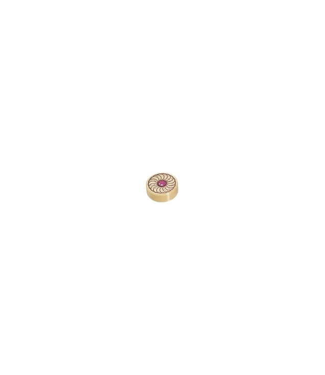 LEGO - Tegel, rond 1 x 1 met koekje met magentakleurig midden - Tan | N