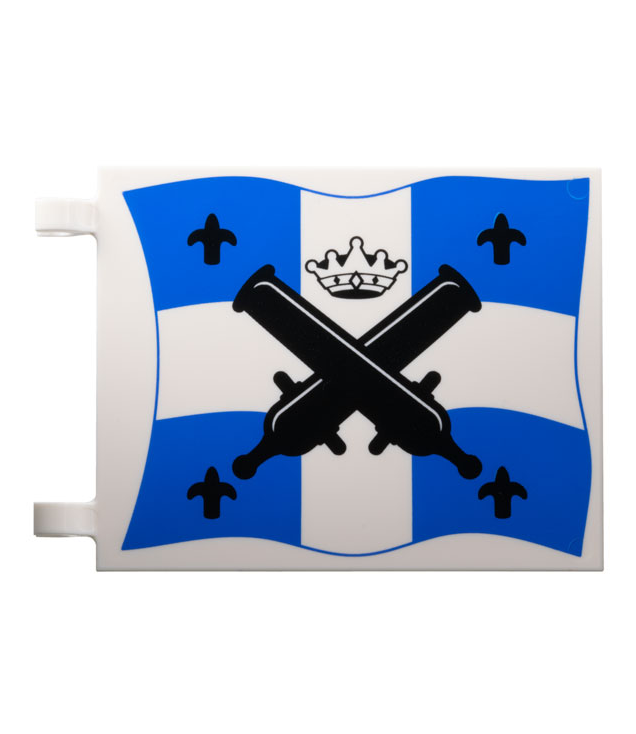 LEGO - Vlag 6 x 4 met zwarte gekruiste kanonnen, lelie en kroon met diamanten op blauw-wit kruis, dubbelzijdig (heruitgave) - White | N