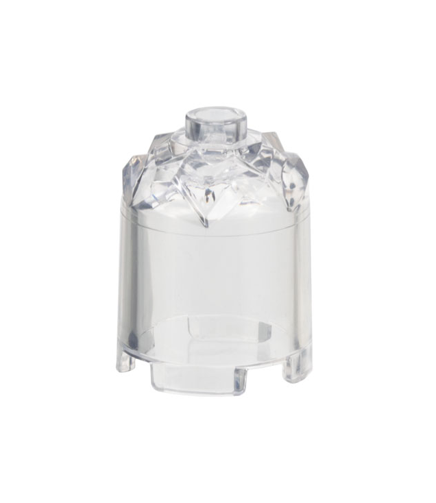 LEGO - Steen, rond 2 x 2 x 2 met kristalfacetten bovenop - Trans-Clear | N