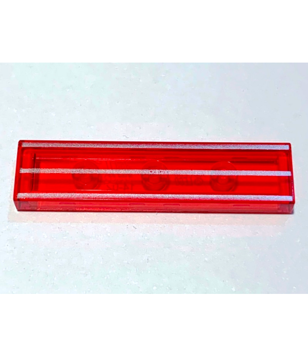 LEGO - Tegel 1 x 4 met drie zilveren strepen - Trans-Red | N