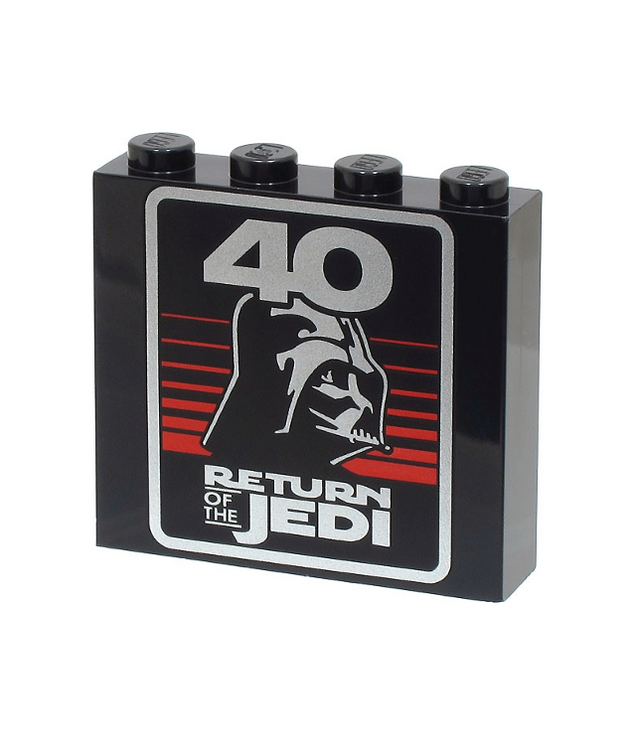LEGO - Steen 1 x 4 x 3 met zilveren '40', 'RETURN OF THE JEDI', Darth Vader-helm en rode strepen - Black | N
