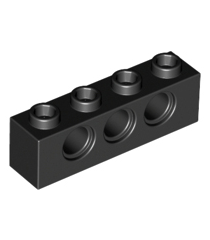 LEGO - Technic-steen 1 x 4 met gaten - Black | N - Thumbnail