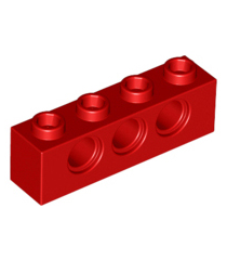 LEGO - Technic-steen 1 x 4 met gaten - Red | N - Thumbnail
