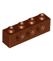 LEGO - Technic-steen 1 x 4 met gaten - Reddish Brown | N - Thumbnail