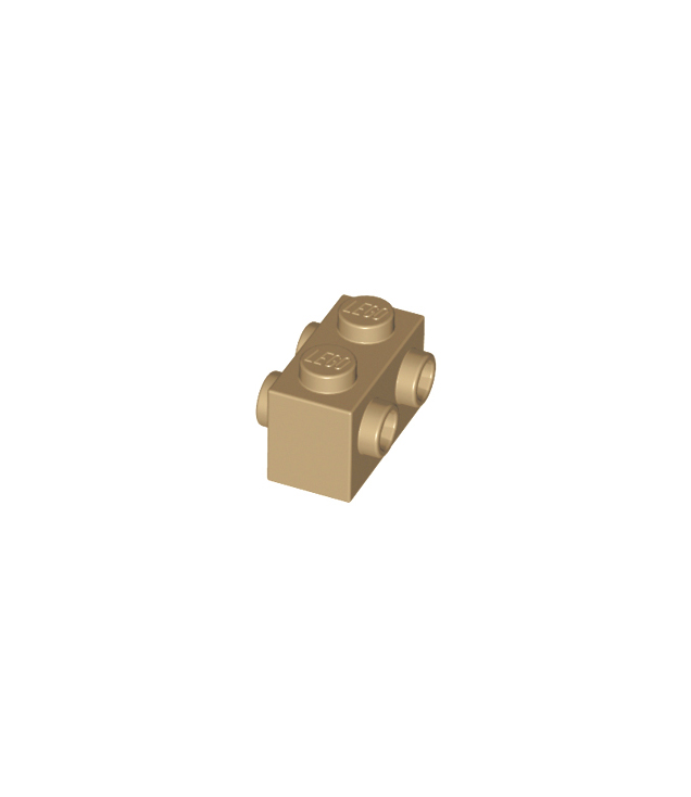 LEGO - Steen, gemodificeerd 1 x 2 met noppen aan 2 zijden - Dark Tan | N
