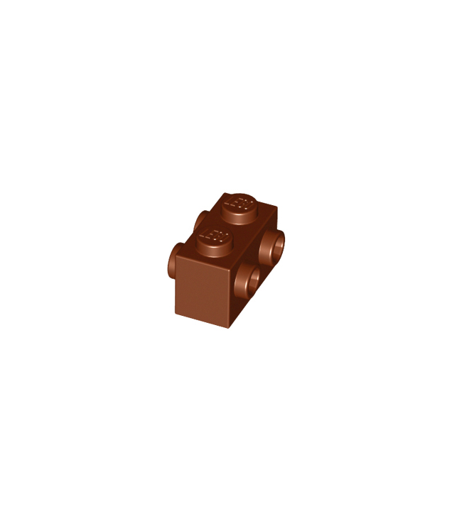 LEGO - Steen, gemodificeerd 1 x 2 met noppen aan 2 zijden - Reddish Brown | N
