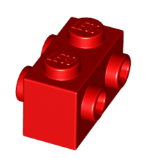 LEGO - Steen, gemodificeerd 1 x 2 met noppen aan 2 zijden - Red | N - Thumbnail