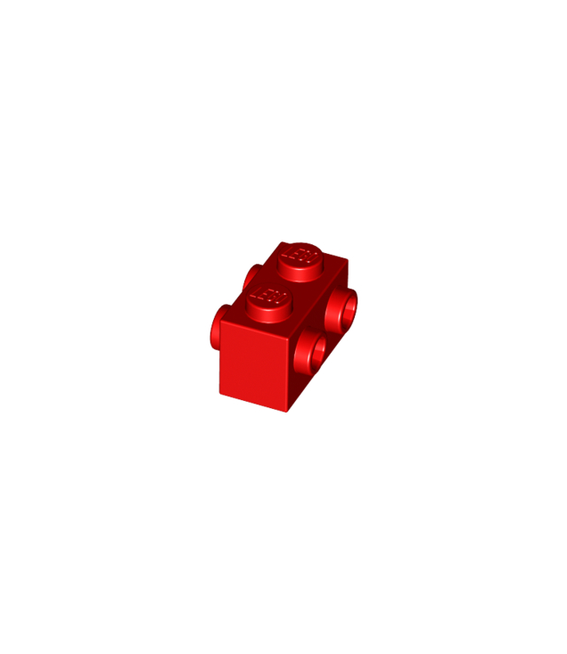 LEGO - Steen, gemodificeerd 1 x 2 met noppen aan 2 zijden - Red | N