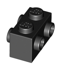 LEGO - Steen, gemodificeerd 1 x 2 met noppen aan 2 zijden - Black | N - Thumbnail