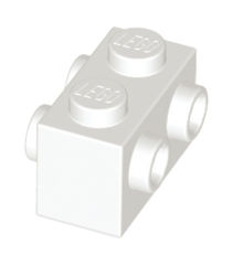 LEGO - Steen, gemodificeerd 1 x 2 met noppen aan 2 zijden - White | N - Thumbnail