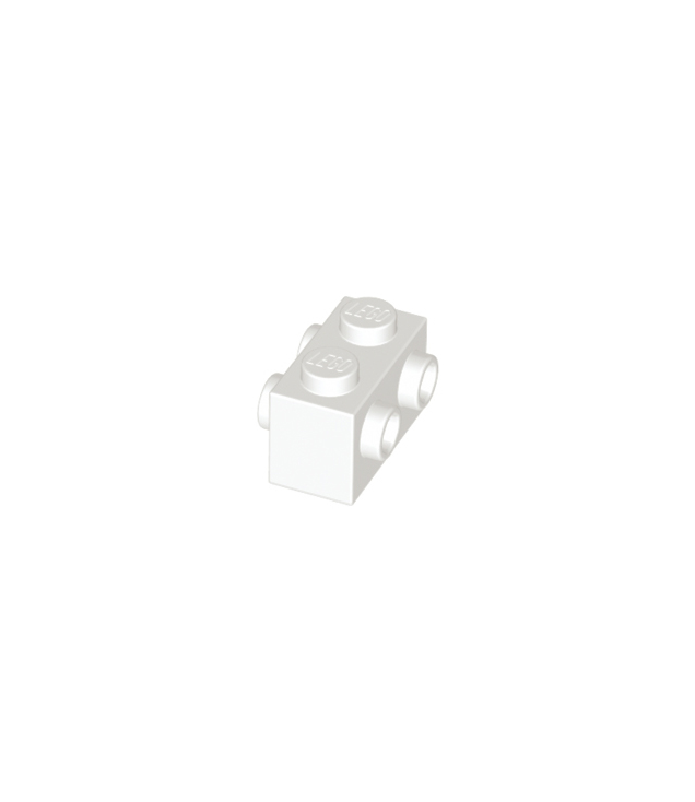 LEGO - Steen, gemodificeerd 1 x 2 met noppen aan 2 zijden - White | N