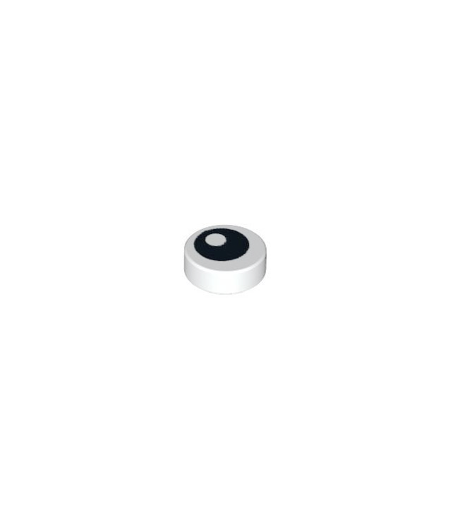 LEGO - Tegel, rond 1 x 1 met zwart oog met pupil - White | N