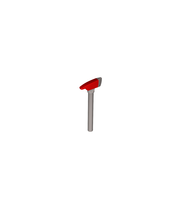 LEGO - Minifiguur-gereedschap, bijl met puntige kant en gevormde rode kop - Flat Silver | N