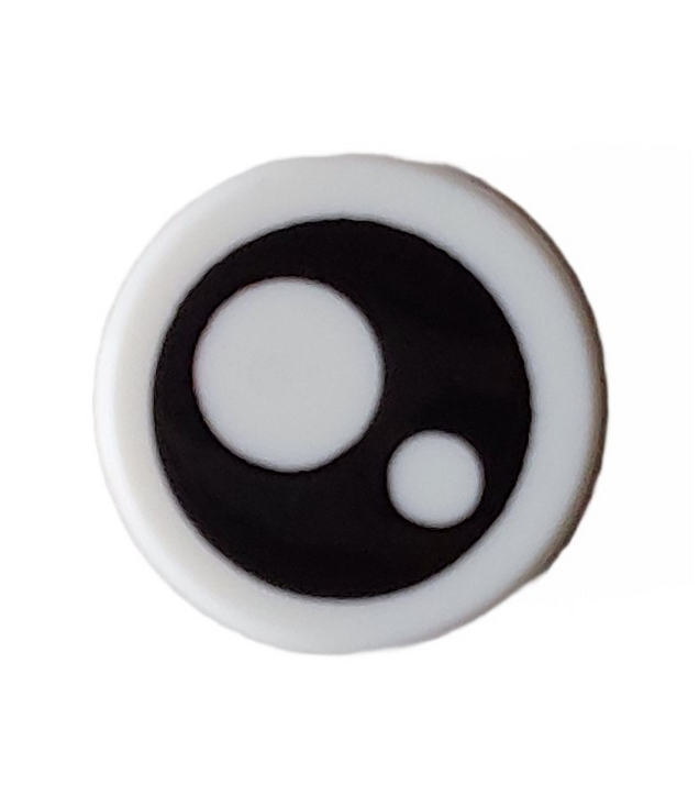 LEGO - Tegel, rond 1 x 1 met zwart oog met pupil en cirkel - White | N