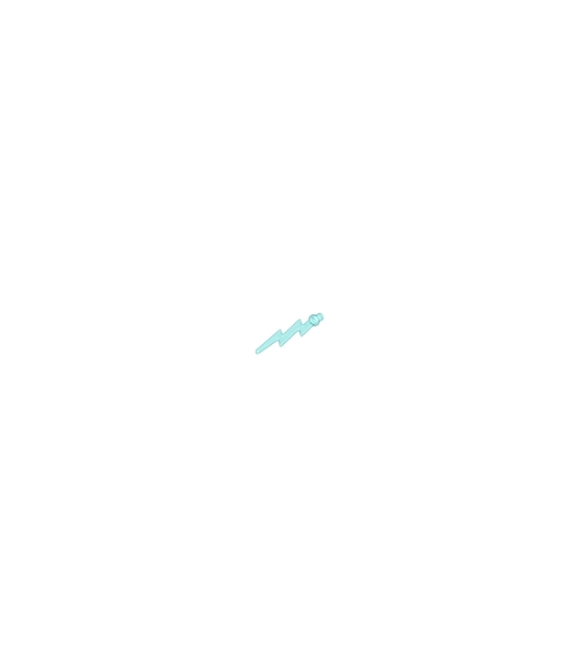 LEGO - Golfvorm hoekig enkel met staafuiteinde (bliksemschicht) - Trans-Light Blue | N