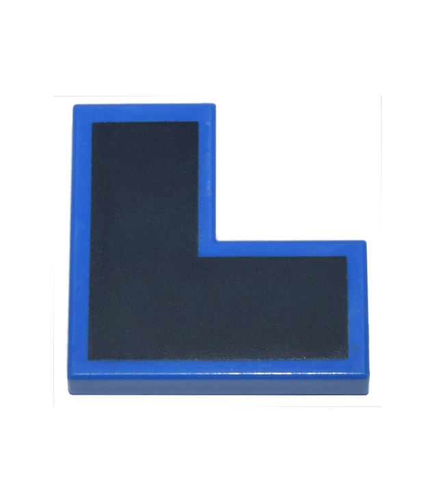 LEGO - Tegel 2 x 2 hoek met zwart L-vormig patroon - Blue | N