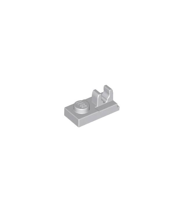 LEGO - Plaat, gemodificeerd 1 x 2 met clip met inkeping bovenaan - Light Bluish Gray | N