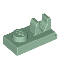 LEGO - Plaat, gemodificeerd 1 x 2 met clip met inkeping bovenaan - Sand Green | N - Thumbnail