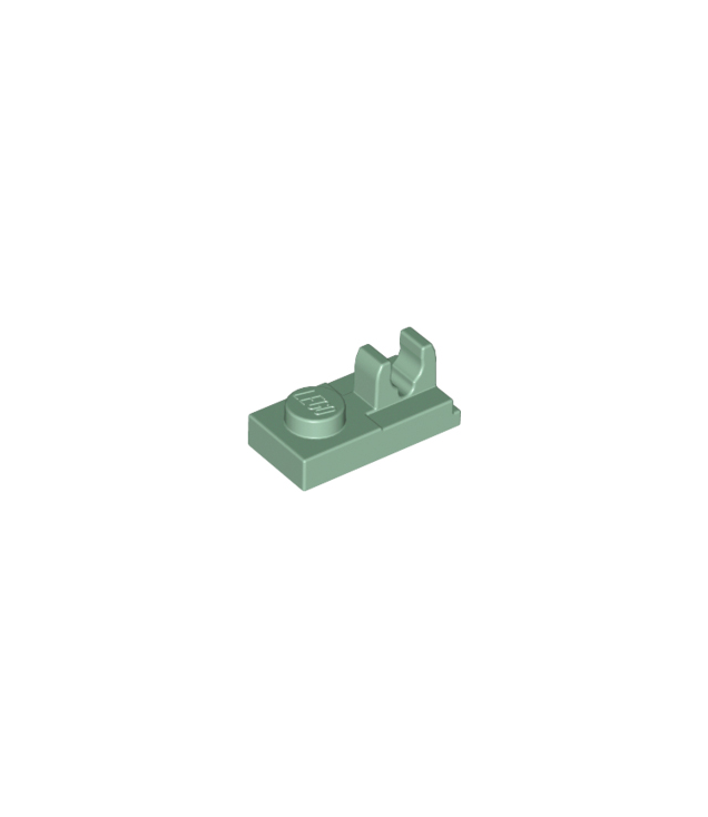 LEGO - Plaat, gemodificeerd 1 x 2 met clip met inkeping bovenaan - Sand Green | N