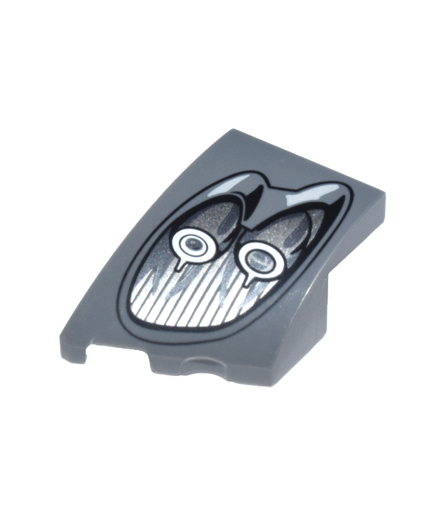 LEGO - Wig 3 x 2 links zonder noppen met Pagani Utopia-koplamp, 2 zilveren lampen en zwarte omlijning - Dark Bluish Gray | N