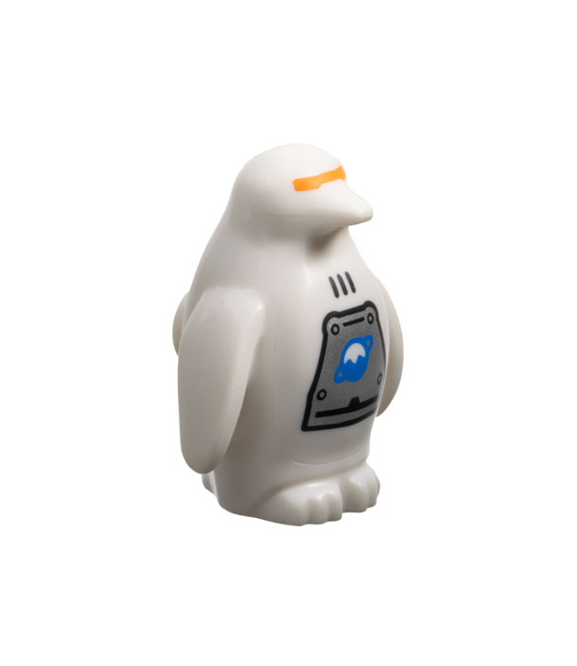 LEGO - Pinguïn met flippers en nop op rug met oranje vizier, zwarte ventilatieopeningen en klinknagels, zilverkleurig paneel met blauw-wit Ice Planet-logo - White | N