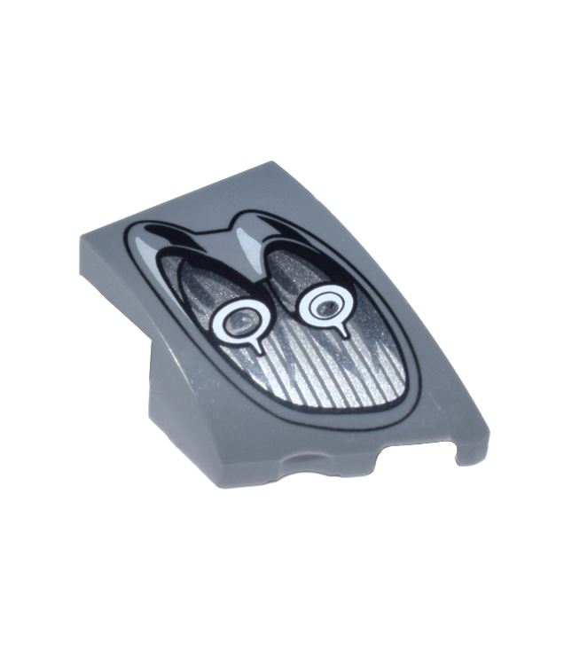 LEGO - Wig 3 x 2 rechts zonder noppen met Pagani Utopia-autokoplamp, 2 zilveren lampen en zwarte omlijning - Dark Bluish Gray | N