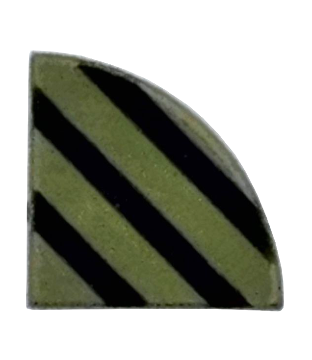 LEGO - Tegel, rond 1 x 1 kwart met 3 zwarte diagonale strepen - Olive Green | N