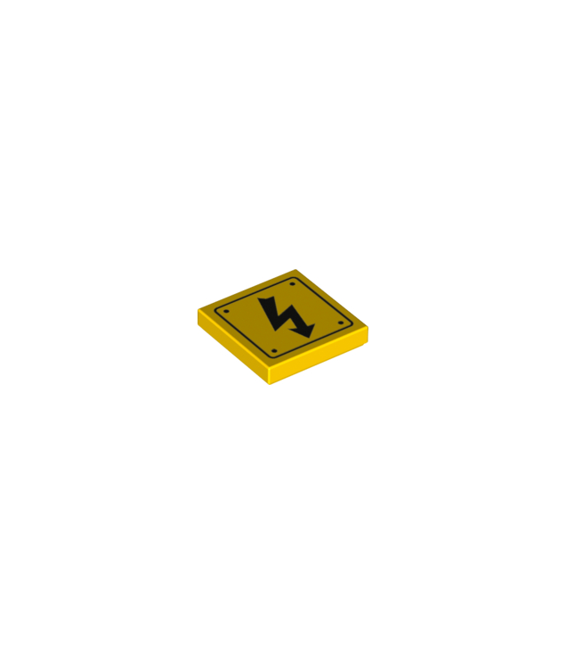 LEGO - Tegel 2 x 2 met gevarendriehoek elektriciteit en klinknagelpatroon - Yellow | N
