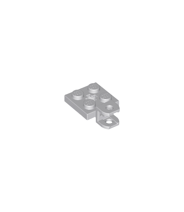 LEGO - Plaat, gemodificeerd 2 x 2 met trekbalhouder kort en plat met gaten en centraal as-gat - Light Bluish Gray | N
