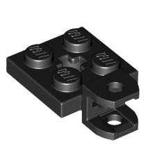 LEGO - Plaat, gemodificeerd 2 x 2 met trekbalhouder kort en plat met gaten en centraal as-gat - Black | N - Thumbnail