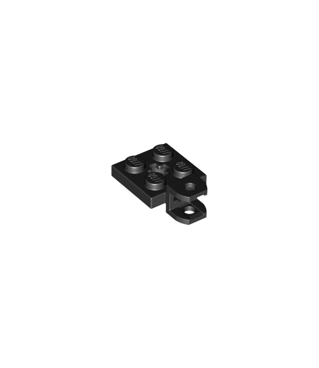 LEGO - Plaat, gemodificeerd 2 x 2 met trekbalhouder kort en plat met gaten en centraal as-gat - Black | N