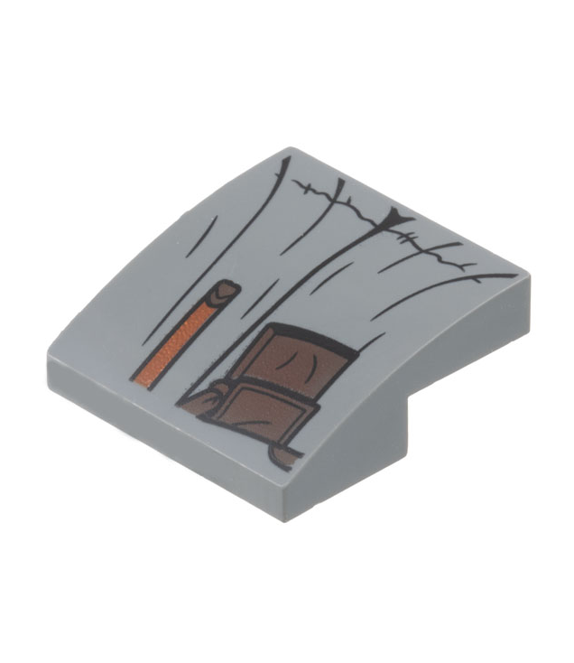 LEGO - Helling, gebogen 2 x 2 x 2/3 met gewaad, donkerbruine buidel en roodbruine riem (Gandalf-jas) - Dark Bluish Gray | N