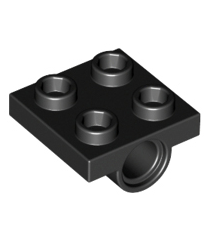 LEGO - Plaat, gemodificeerd 2 x 2 met pen-gaten - Black | N - Thumbnail