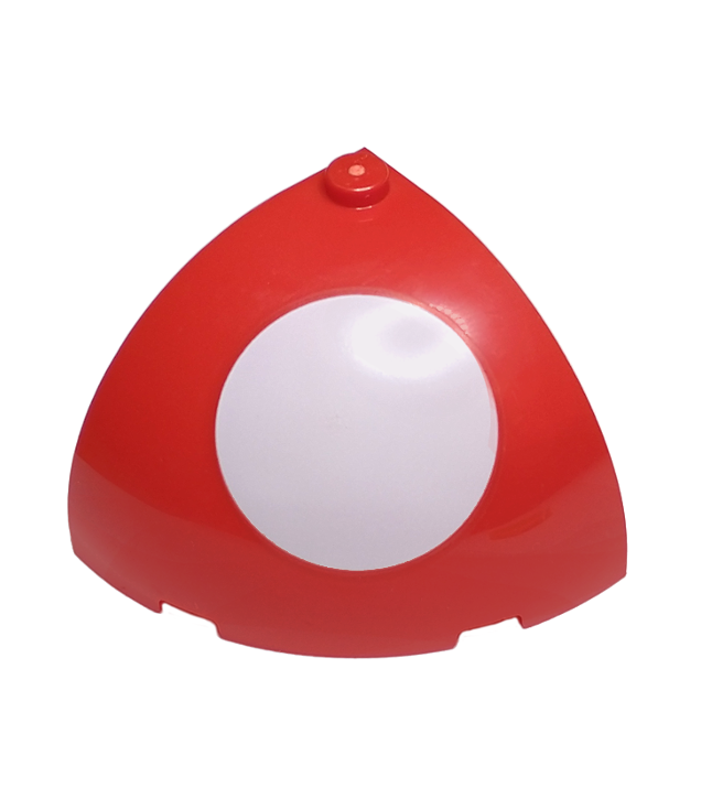 LEGO - Steen, ronde hoek 4 x 4 x 2 2/3 met koepelvormige bovenkant en wit cirkelpatroon (Super Mario Piranha Plant-sectie) - Red | N