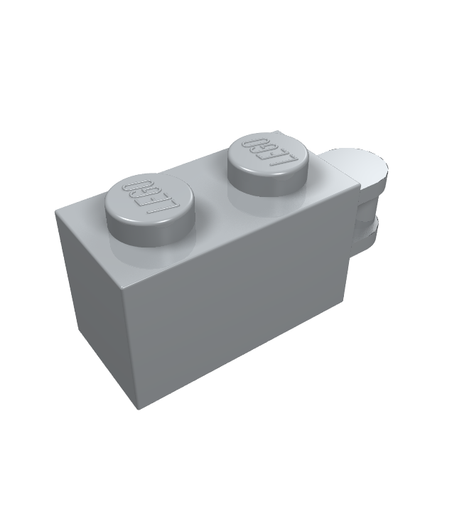 LEGO - Steen, gemodificeerd 1 x 2 met staaf-handgreep aan uiteinde – staaf gelijk met rand - Light Bluish Gray | N
