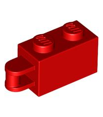 LEGO - Steen, gemodificeerd 1 x 2 met staaf-handgreep aan uiteinde – staaf gelijk met rand - Red | N - Thumbnail