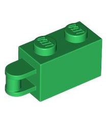 LEGO - Steen, gemodificeerd 1 x 2 met staaf-handgreep aan uiteinde – staaf gelijk met rand - Green | N - Thumbnail