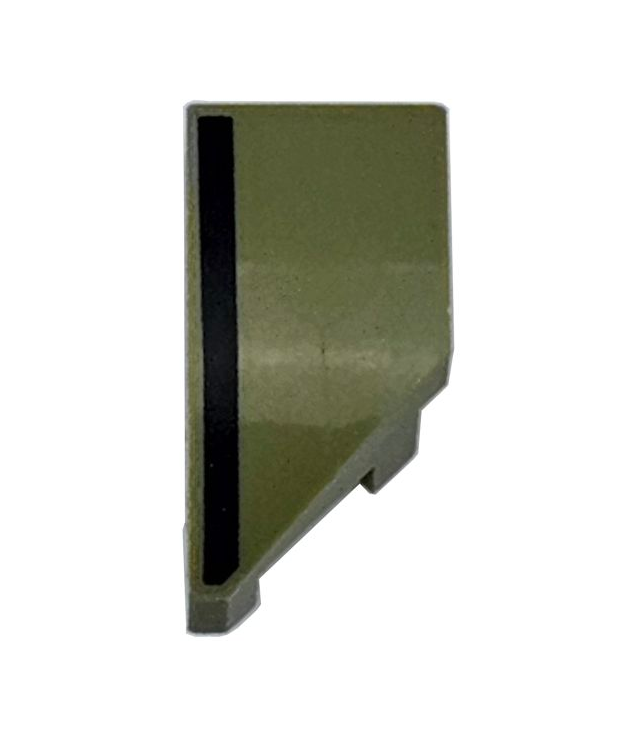 LEGO - Wig 2 x 1 x 2/3 links met zwart streeppatroon - Olive Green | N